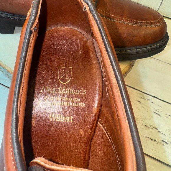 Allen Edmonds Wilbert Shoes Men Sz 8D Brown Split Toe Oxford Leather Made in USA - Picture 8 of 9